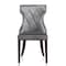 Manhattan Comfort Reine Velvet Dining Chair (Set of Two) in Grey and Walnut DC007-GY - alternate 7